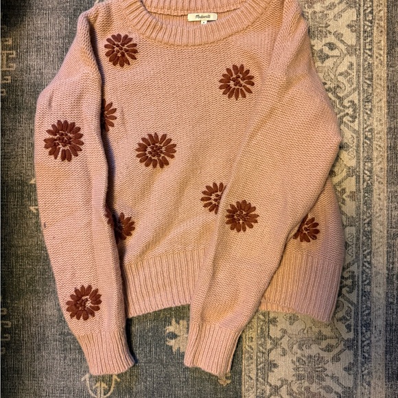 Madewell Pink Floral Crew Neck Sweater - Picture 5 of 7